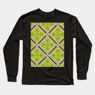 Feathery Looking Diamonds on Lime Green Background Pattern - WelshDesignsTP003 Long Sleeve T-Shirt